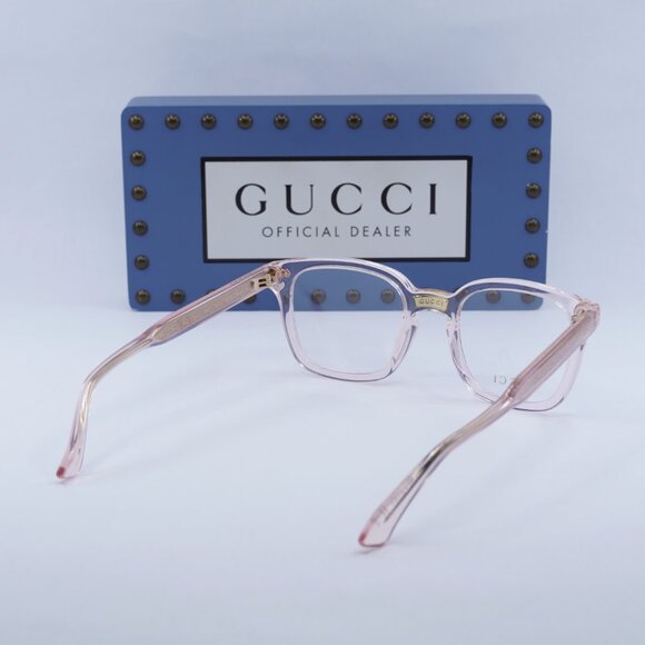 Gucci GG0184O 013 Square Eyeglasses - Transparent Pink 50mm - Picture 11 of 12